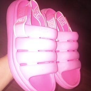 UGG Kids Bright Pink Slide Sandals